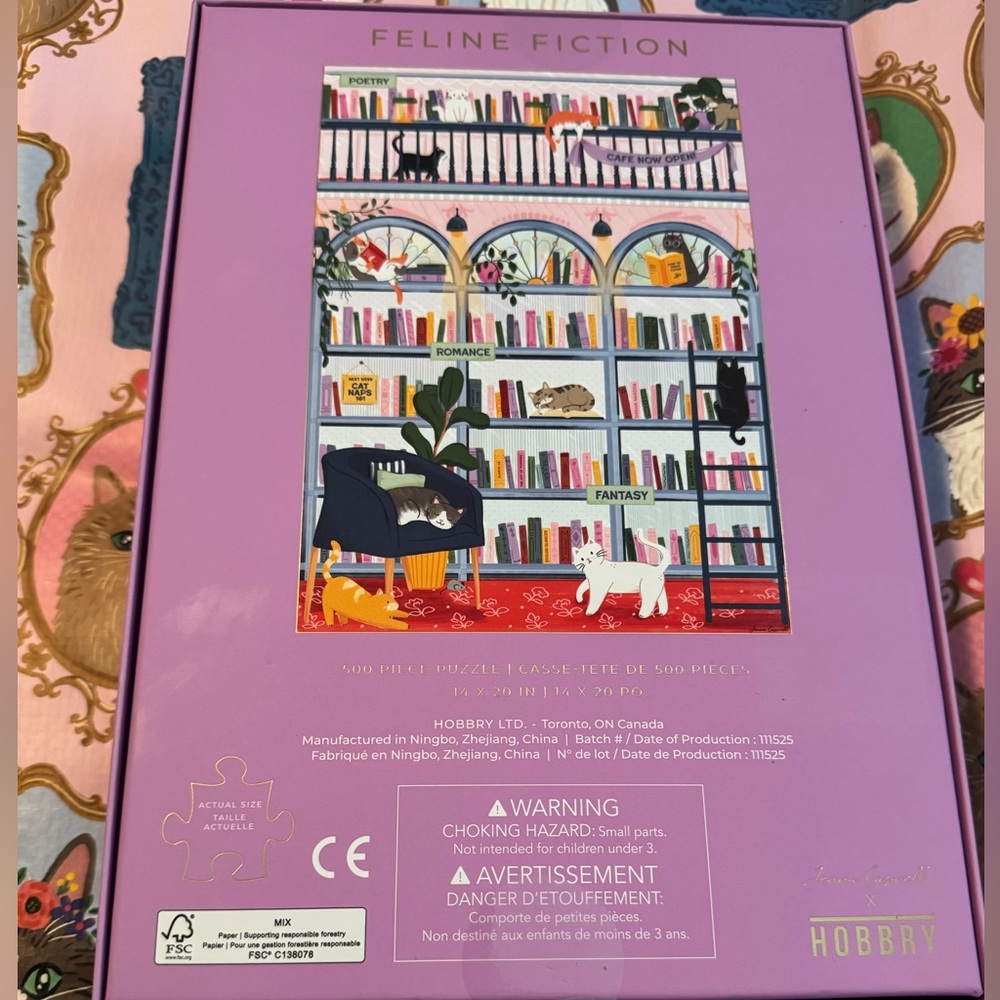 New Hobbry Feline Fiction 500 Piece Puzzle Book Lovers Cat Lovers - Picture 2 of 3